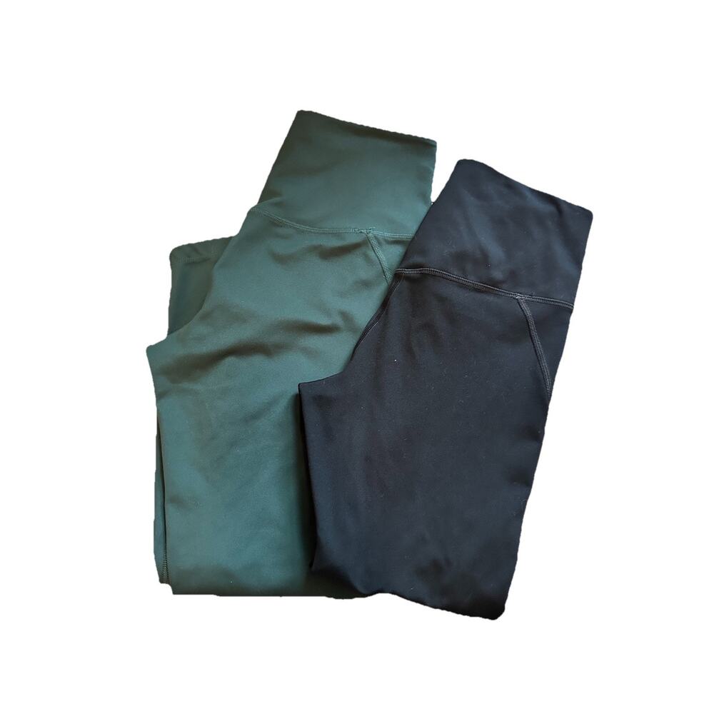 GIRLFRIEND COLLECTIVE High Rise Leggings Crop Green Black Lot Of 2 Size Medium